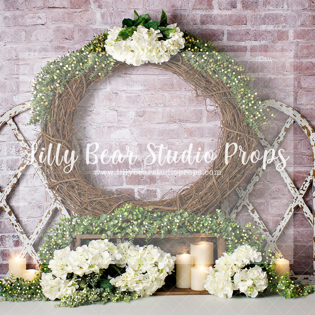 CATHEDRAL BLOSSOMS 2 - Lilly Bear Studio Props, barn door, boho spring, easter flowers, FABRICS, farm, floral wreath, spring, spring barn doors