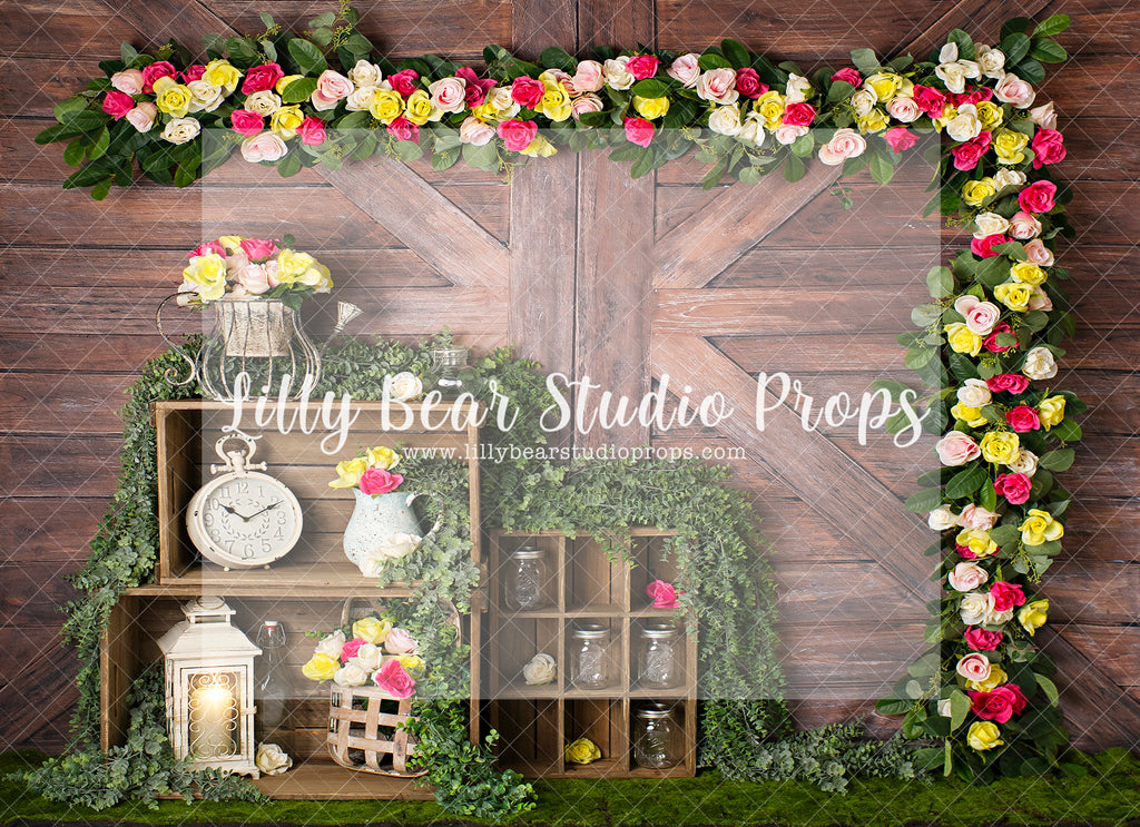 CLIMBING ROSES 5 - Lilly Bear Studio Props, barn door, barn doors, boho spring, FABRICS, farm, floral arch, floral garland, spring, spring barn, spring barn doors