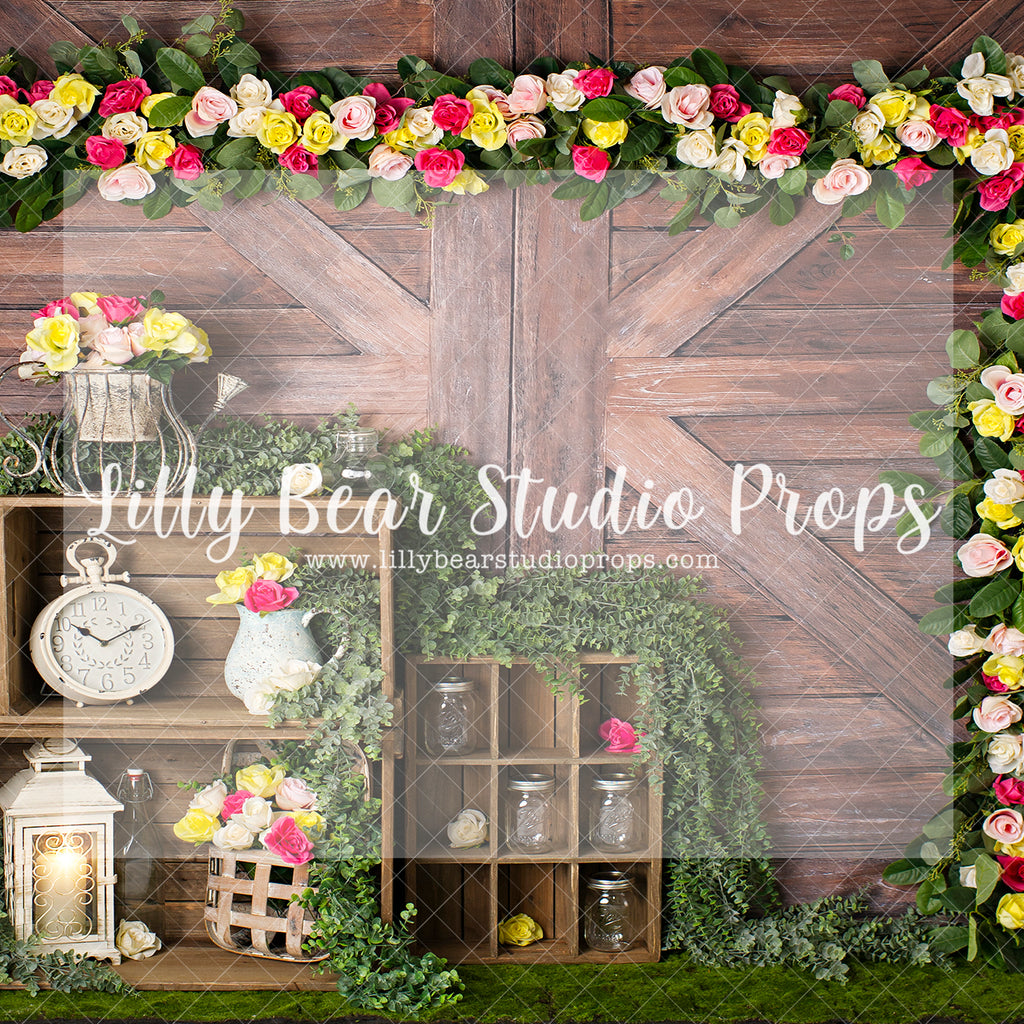 CLIMBING ROSES 5 - Lilly Bear Studio Props, barn door, barn doors, boho spring, FABRICS, farm, floral arch, floral garland, spring, spring barn, spring barn doors