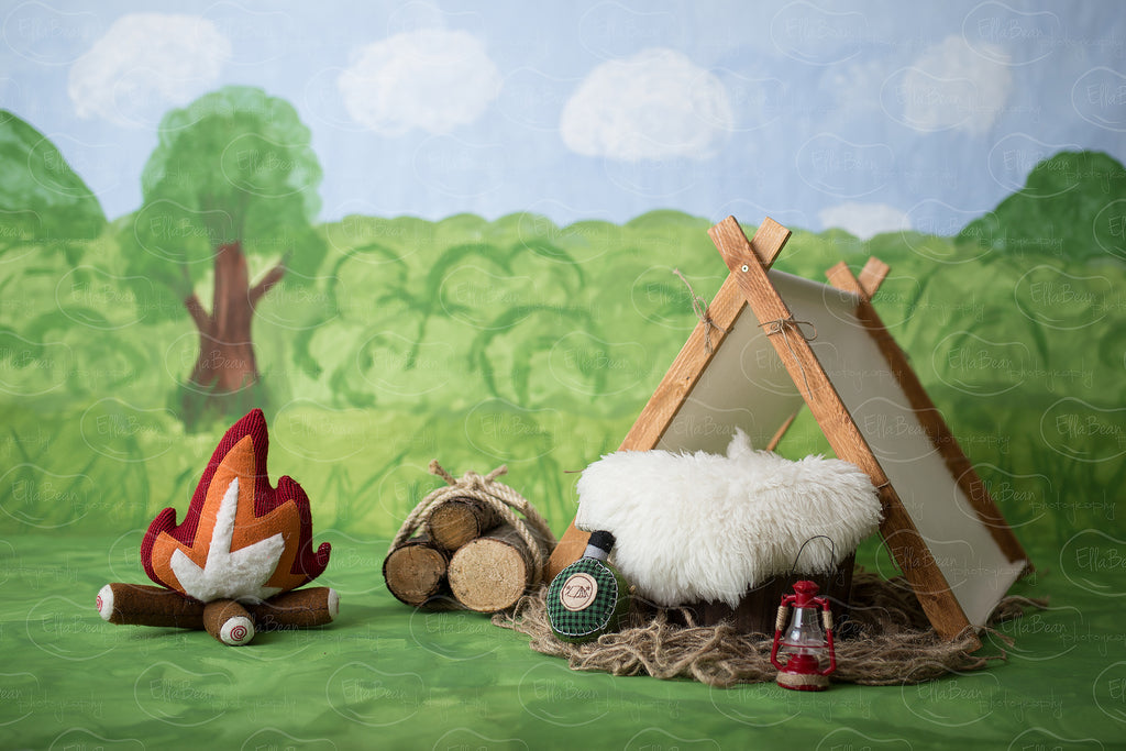 Camping - Fur Digital Backdrop - Lilly Bear Studio Props, bowl, camping, digital, digital backdrop, floral, fur, greenery, newborn digital backdrop, wood