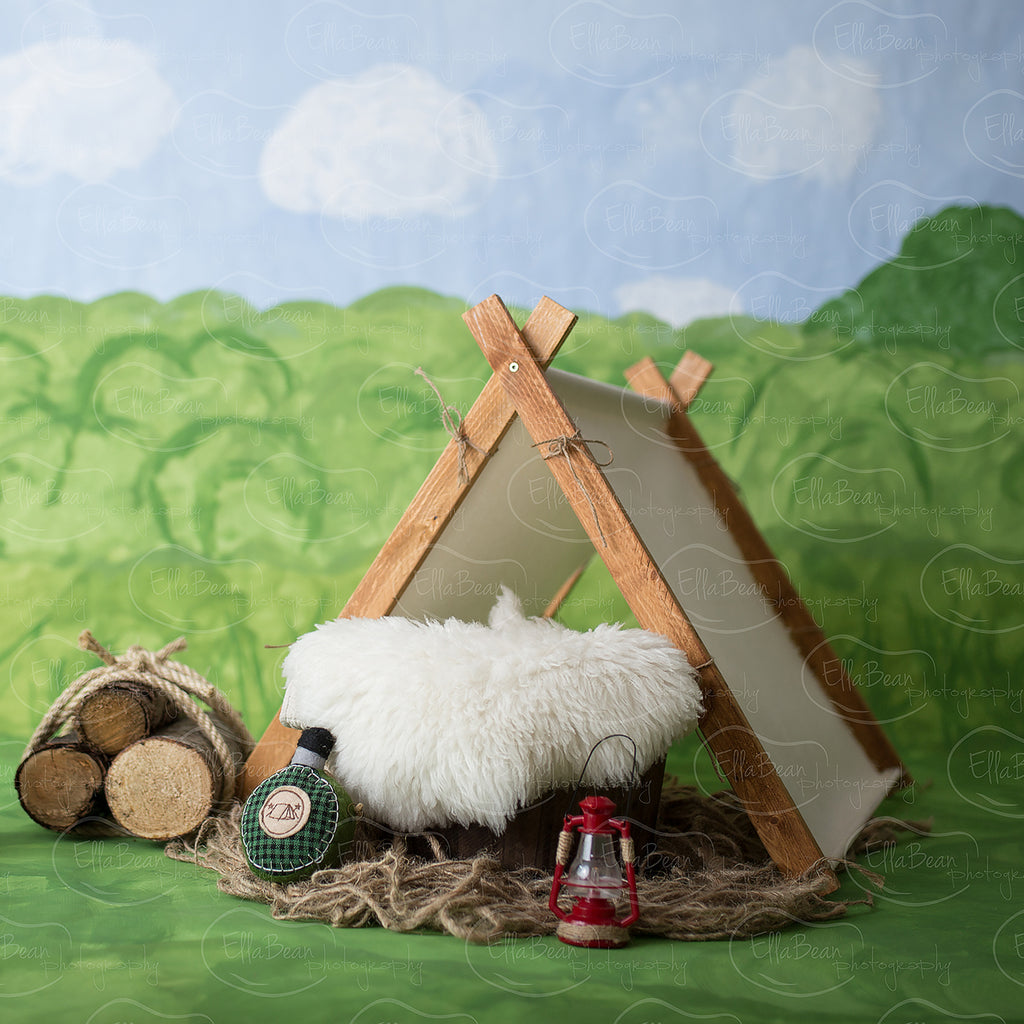 Camping - Fur Digital Backdrop - Lilly Bear Studio Props, bowl, camping, digital, digital backdrop, floral, fur, greenery, newborn digital backdrop, wood