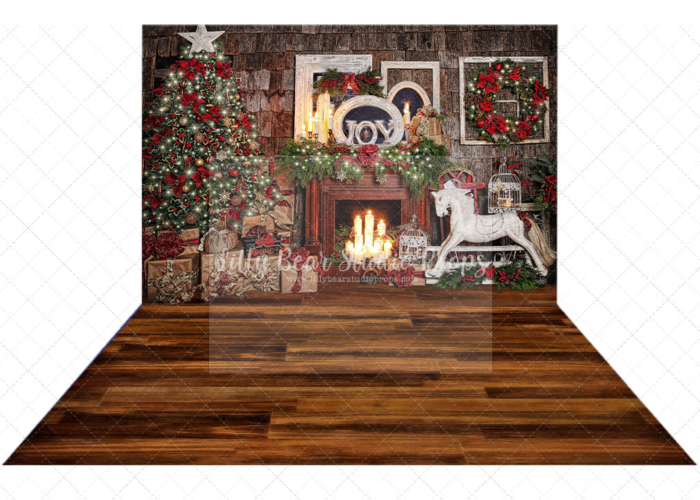 Candle Light Christmas - Lilly Bear Studio Props, black fireplace, bohemian christmas, bohemian fireplace, bohemian mantel, boho, boho christmas, boho holiday, boho mantel, christmas, christmas mantel, christmas village, evergreen trees, evergreens, Fabric, fireplace, holiday, holiday christmas, mantel, Pampas, pine trees, white christmas, white holiday, Wrinkle Free Fabric