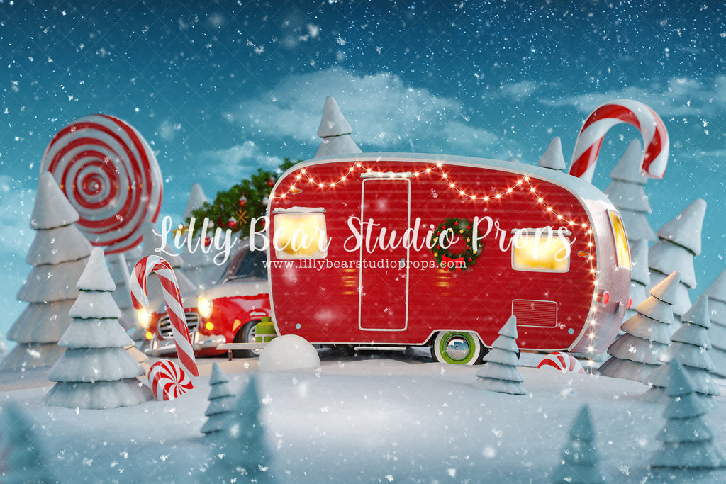 Candy Cane Camper by Lilly Bear Studio Props sold by Lilly Bear Studio Props, christmas - Fabric - holiday - Wrinkle Fr
