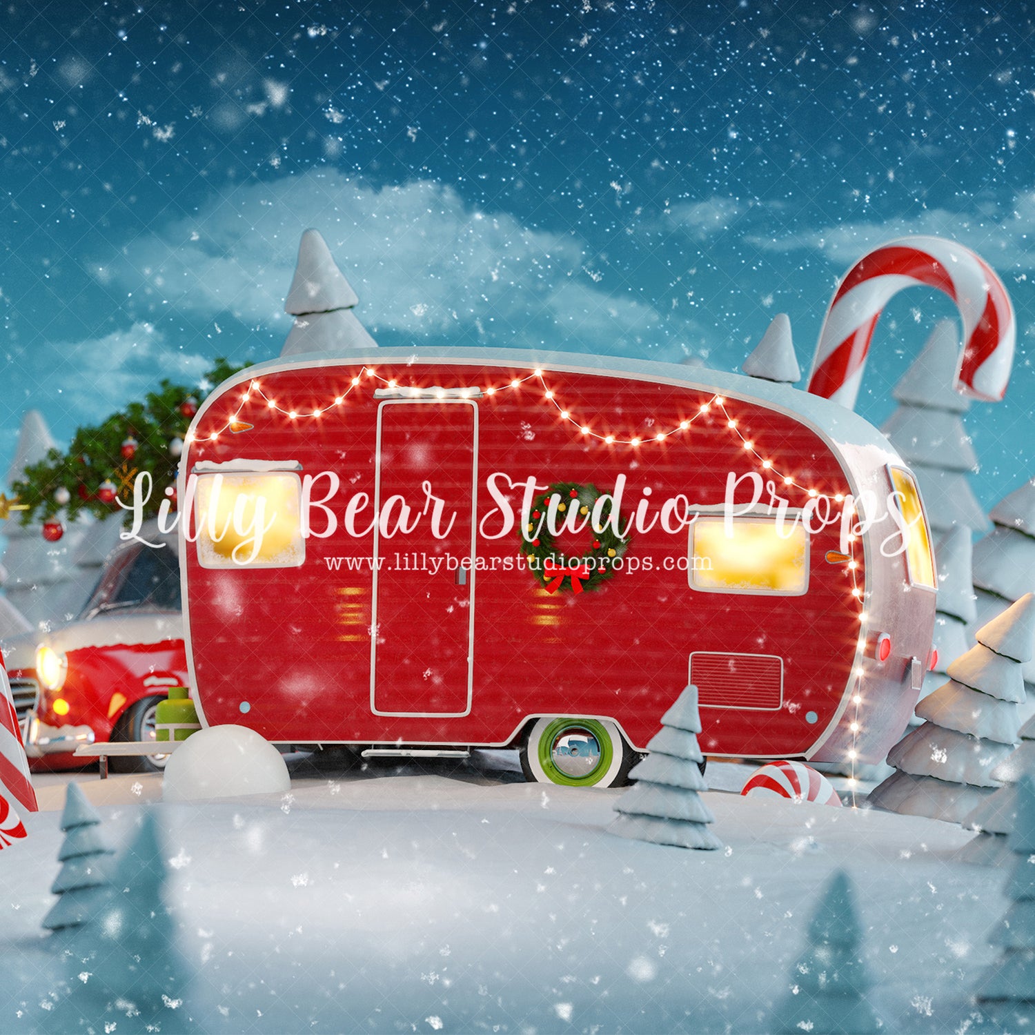 Candy Cane Camper by Lilly Bear Studio Props sold by Lilly Bear Studio Props, christmas - Fabric - holiday - Wrinkle Fr