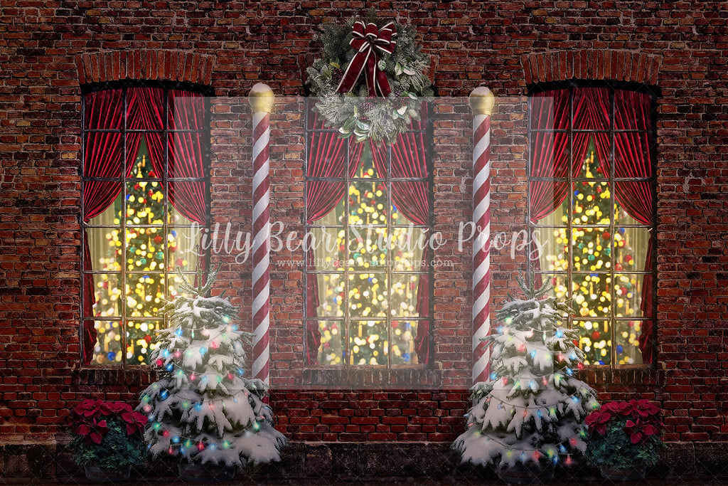 Candy Cane Village Windows - Lilly Bear Studio Props, christmas, Cozy, Decorated, Festive, Giving, Holiday, Holy, Hopeful, Joyful, Merry, Peaceful, Peacful, Red & Green, Seasonal, Winter, Xmas, Yuletide
