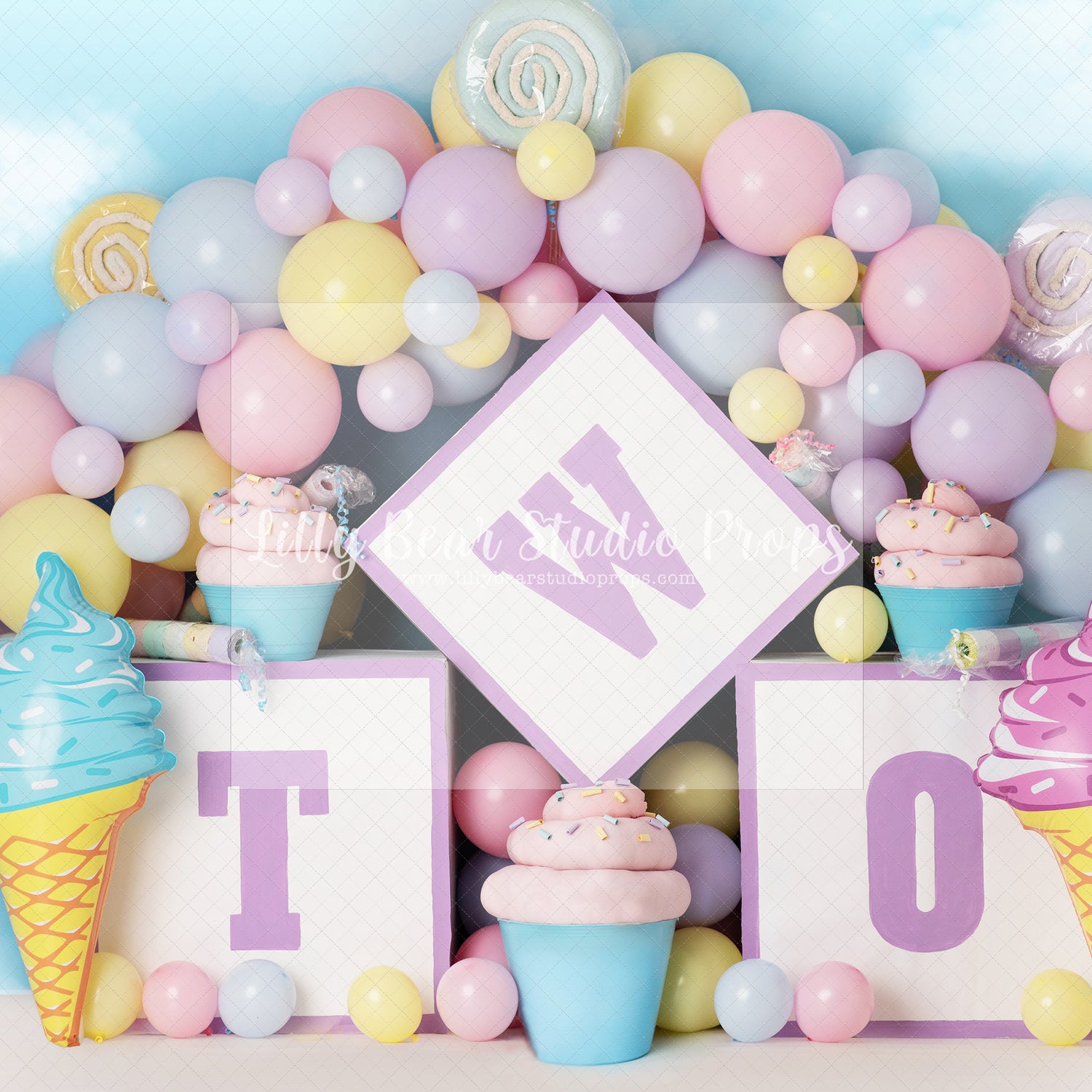 Candy Clouds - Lilly Bear Studio Props, balloon, balloon arch, balloon garland, balloons, candy, candy cane, candy mountain, candy river, candy sweets, candy treats, candyfloss, candyland, cupcake, ice, ice cream, ice cream cart, Ice cream parlor, ice cream parlour, ice cream truck, lollipop, macaroons, marshmellows