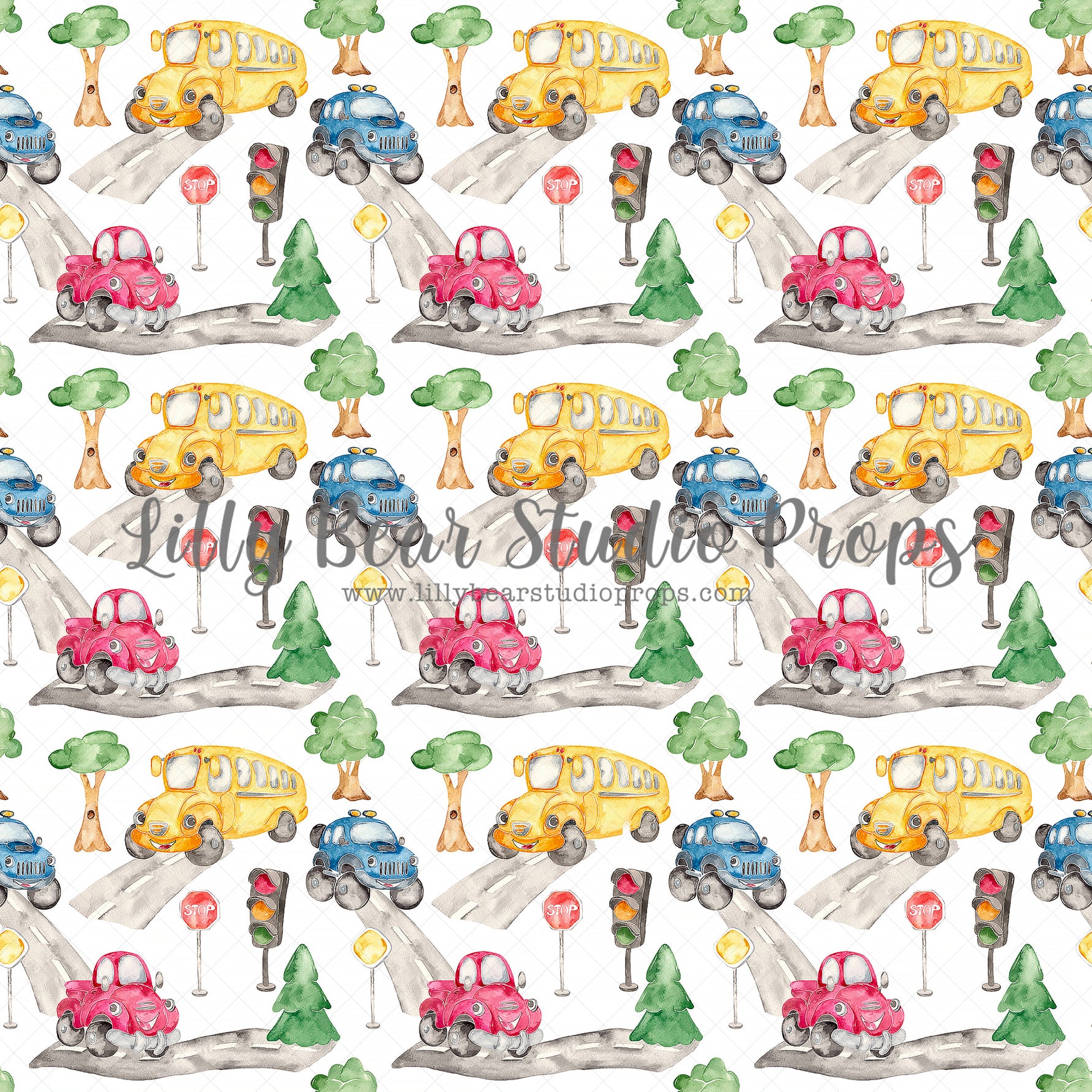 Car Town by Lilly Bear Studio Props sold by Lilly Bear Studio Props, blue car - car - car town - Fabric - kids cars - r