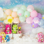 Caring Cutie Bears - Lilly Bear Studio Props, balloon rainbow, bear stuffies, bears, care bears, colourful rainbow, colours of the rainbow, painted rainbow, pastel rainbow, pink rainbow, purple rainbow, rainbow, rainbow baby, rainbow balloon, rainbow balloons