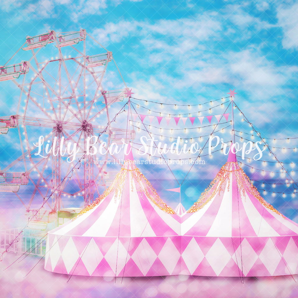 Carnival Glam - Lilly Bear Studio Props, circus, circus elephant, circus fair, circus fun, circus horse, circus ride, circus tent, Fabric, FABRICS, fair, fair ground, fairground, ferris wheel, girl circus, lets go to the circus, lights, magic circus, pink circus, rides, Wrinkle Free Fabric