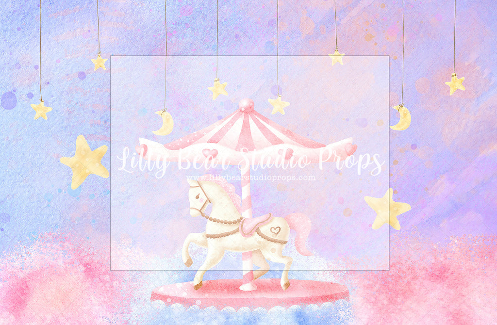 Carousel Clouds - Lilly Bear Studio Props, carousel, carousel horse, gold stars, little star, little stars, pastel, star, starry sky, stars, watercolour