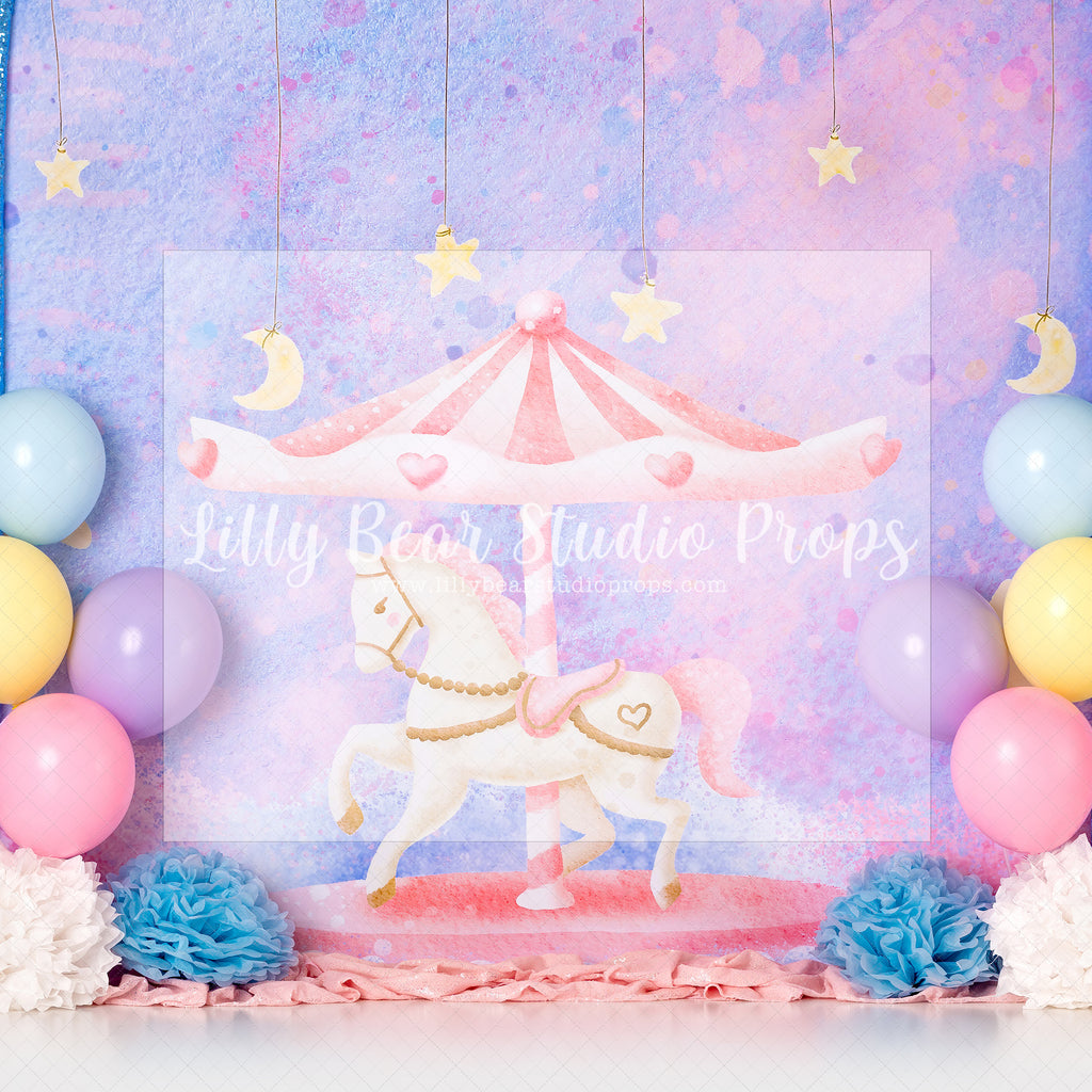 Carousel Sparkles - Lilly Bear Studio Props, carousel, carousel horse, circus, circus fair, circus fun, circus horse, circus ride, circus tent, girl circus, gold stars, lets go to the circus, little star, little stars, magic circus, pastel, star, starry sky, stars, watercolour