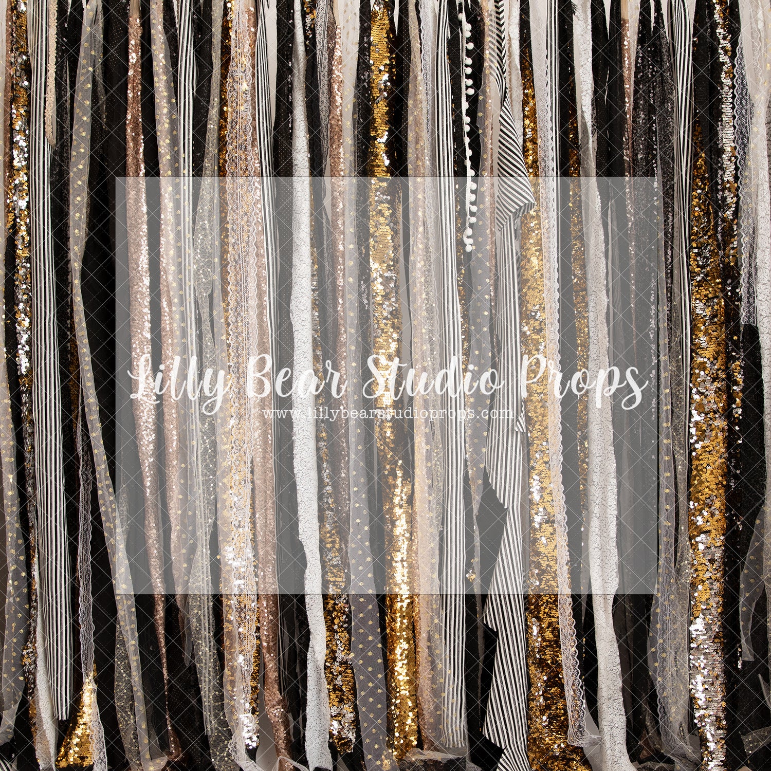 Celebration - Lilly Bear Studio Props, birthday, birthday decor, black, black and white stripes, decor, gold, gold black and white, gold strands, gold strips, moon, party, stripes, white