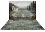 Chateau Field Combo - Lilly Bear Studio Props, black fireplace, bohemian christmas, bohemian fireplace, bohemian mantel, boho, boho christmas, boho holiday, boho mantel, christmas, christmas mantel, christmas village, evergreen trees, evergreens, Fabric, fireplace, holiday, holiday christmas, mantel, Pampas, pine trees, white christmas, white holiday, Wrinkle Free Fabric