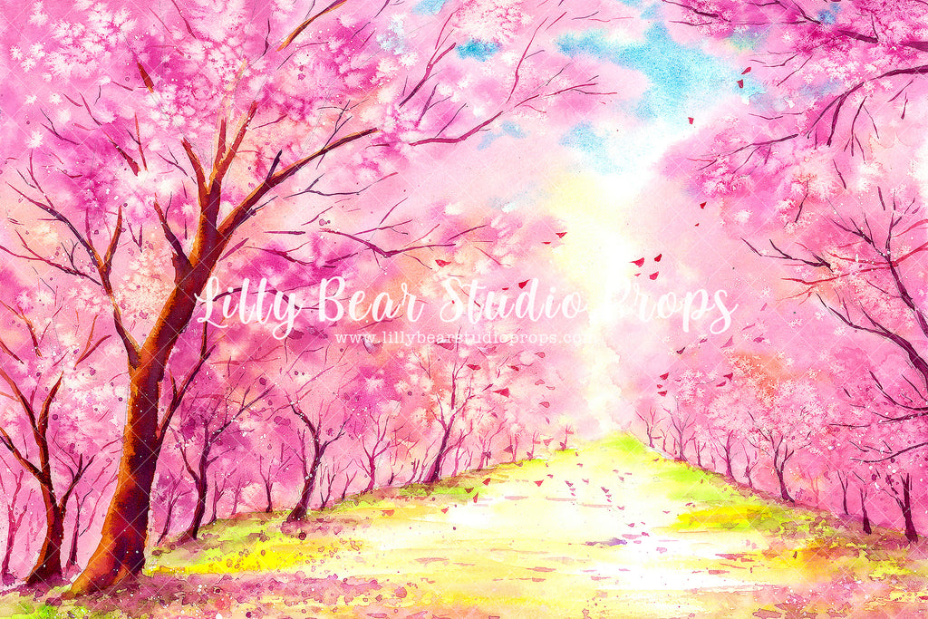 Cherry Blossom Stroll by Lilly Bear Studio Props sold by Lilly Bear Studio Props, blue floral - blue flower - blue flow