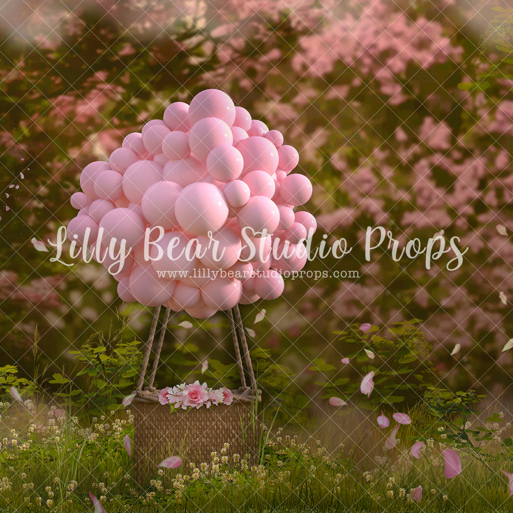 Cherry Blossom Hot Air Balloon - Lilly Bear Studio Props, cherry, cherry blossoms, Fabric, FABRICS, flowers, hot air balloon, hot air balloons, lace tent, newborn hot air balloon, pink balloons, pink cherry blossoms, pink flowers, spring blooms