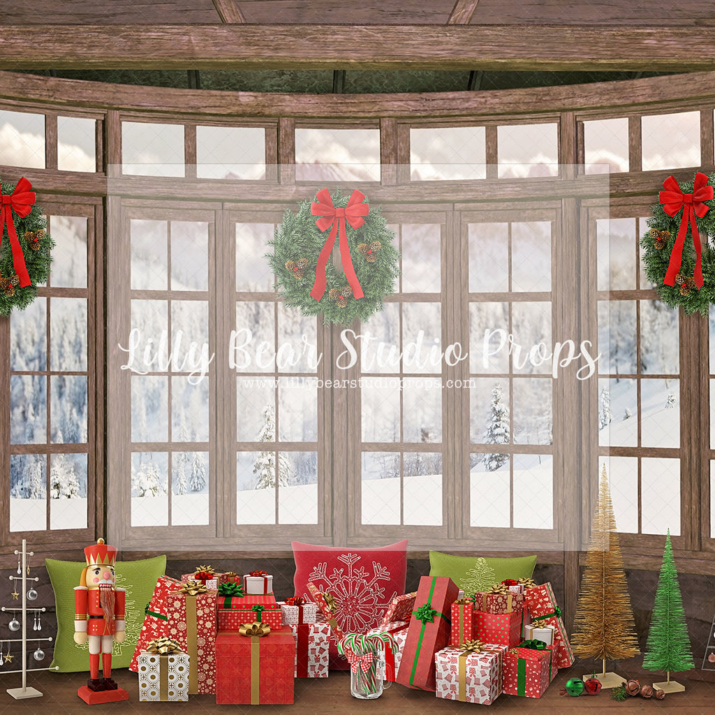 Christmas Bay Window - Lilly Bear Studio Props, christmas, Cozy, Decorated, Festive, Giving, Holiday, Holy, Hopeful, Joyful, Merry, Peaceful, Peacful, Red & Green, Seasonal, Winter, Xmas, Yuletide
