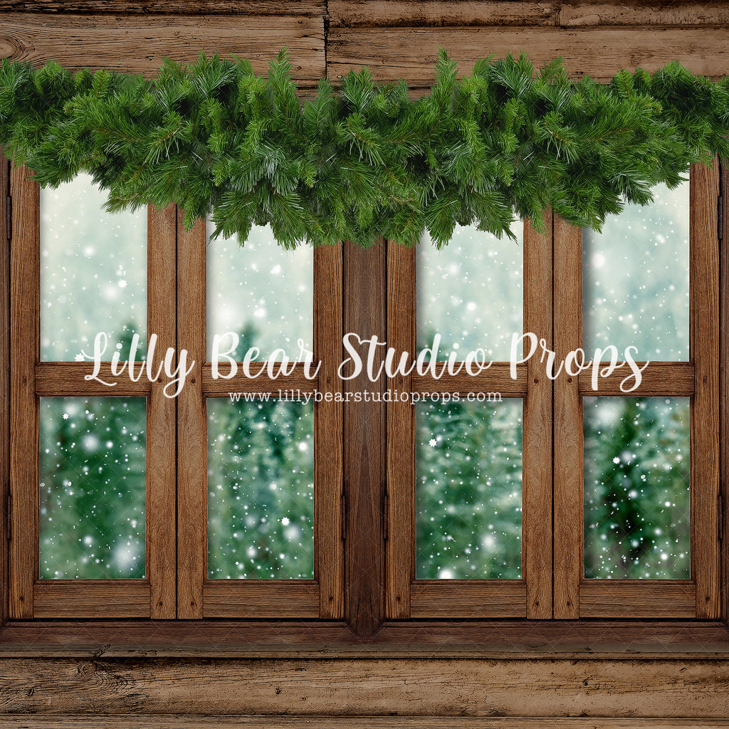Christmas Cabin Window by Jessica Ruth Photography sold by Lilly Bear Studio Props, christas snow - christmas - christm