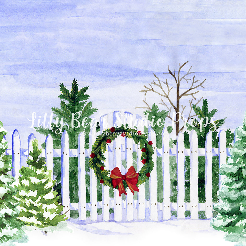 Christmas Fence Tree Farm by Lilly Bear Studio Props sold by Lilly Bear Studio Props, christmas - Fabric - forest - gre