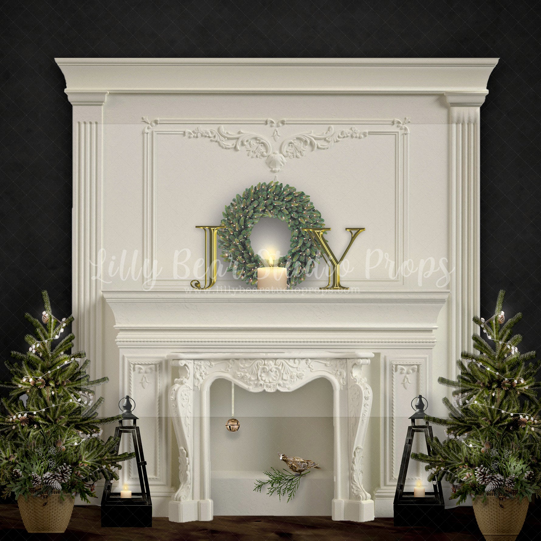 Christmas JOY Ebony - Lilly Bear Studio Props, boho christmas fireplace, candles, christmas, christmas fireplace, christmas snow, christmas train, Cozy, Decorated, Fabric, FABRICS, Festive, fireplace, Giving, Holiday, Holy, Hopeful, joy wreath, Joyful, Merry, Peaceful, Peacful, Red & Green, Seasonal, train tracks, tree farm, white fireplace, winter, wreath, Xmas, Yuletide