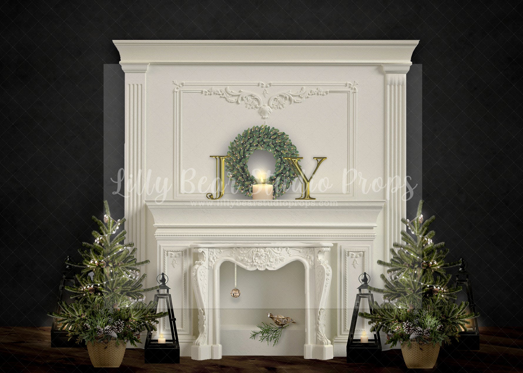 Christmas JOY Ebony - Lilly Bear Studio Props, boho christmas fireplace, candles, christmas, christmas fireplace, christmas snow, christmas train, Cozy, Decorated, Fabric, FABRICS, Festive, fireplace, Giving, Holiday, Holy, Hopeful, joy wreath, Joyful, Merry, Peaceful, Peacful, Red & Green, Seasonal, train tracks, tree farm, white fireplace, winter, wreath, Xmas, Yuletide