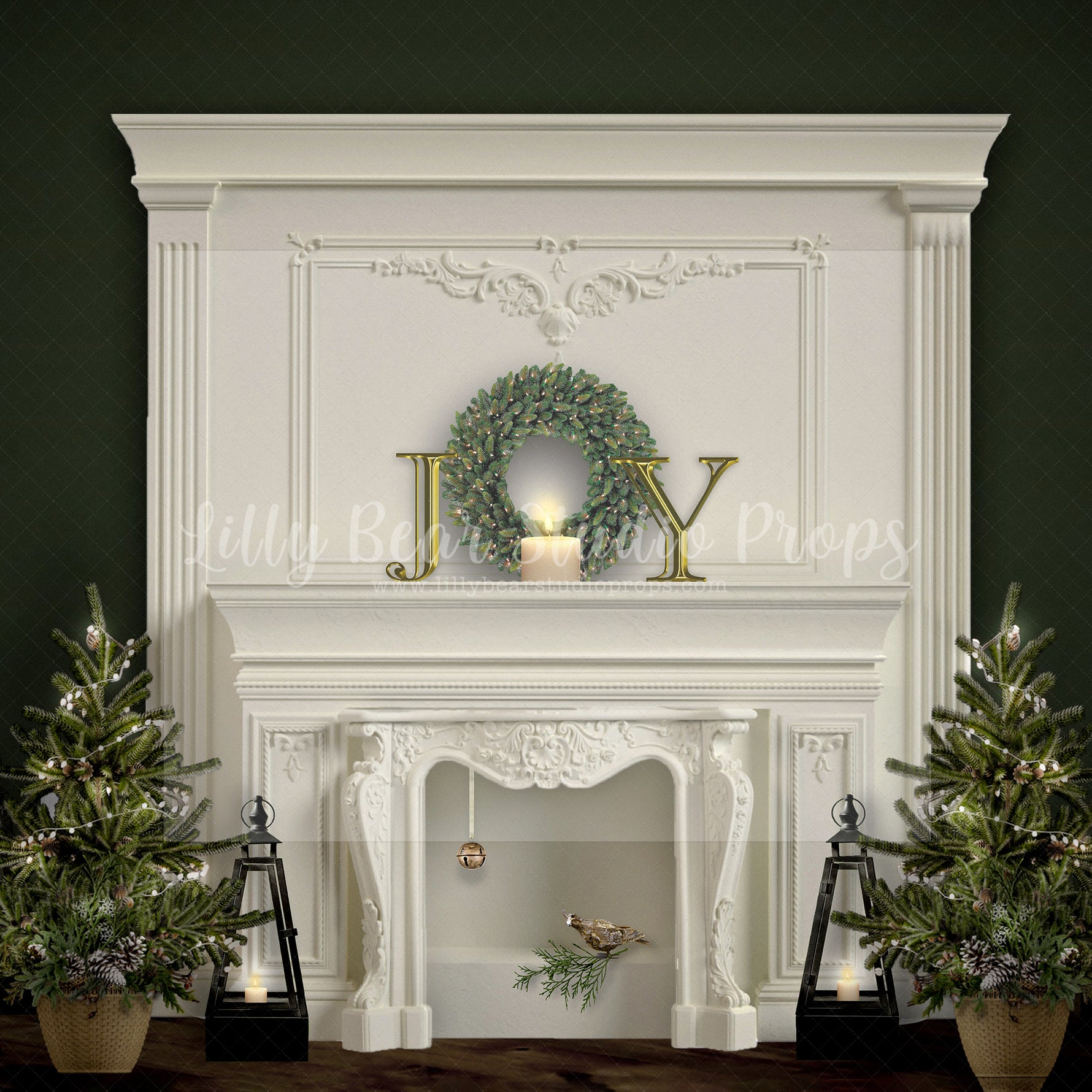 Christmas JOY Green - Lilly Bear Studio Props, boho christmas fireplace, candles, christmas, christmas fireplace, christmas snow, christmas train, Cozy, Decorated, Fabric, FABRICS, Festive, fireplace, Giving, Holiday, Holy, Hopeful, joy wreath, Joyful, Merry, Peaceful, Peacful, Red & Green, Seasonal, train tracks, tree farm, white fireplace, winter, wreath, Xmas, Yuletide