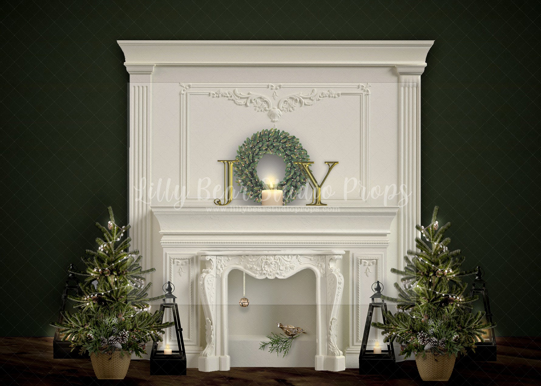 Christmas JOY Green - Lilly Bear Studio Props, boho christmas fireplace, candles, christmas, christmas fireplace, christmas snow, christmas train, Cozy, Decorated, Fabric, FABRICS, Festive, fireplace, Giving, Holiday, Holy, Hopeful, joy wreath, Joyful, Merry, Peaceful, Peacful, Red & Green, Seasonal, train tracks, tree farm, white fireplace, winter, wreath, Xmas, Yuletide
