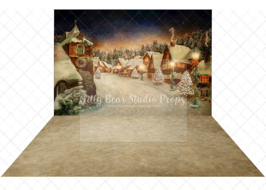 Christmas Village Combo - Lilly Bear Studio Props, black fireplace, bohemian christmas, bohemian fireplace, bohemian mantel, boho, boho christmas, boho holiday, boho mantel, christmas, christmas mantel, christmas village, evergreen trees, evergreens, Fabric, fireplace, holiday, holiday christmas, mantel, Pampas, pine trees, white christmas, white holiday, Wrinkle Free Fabric