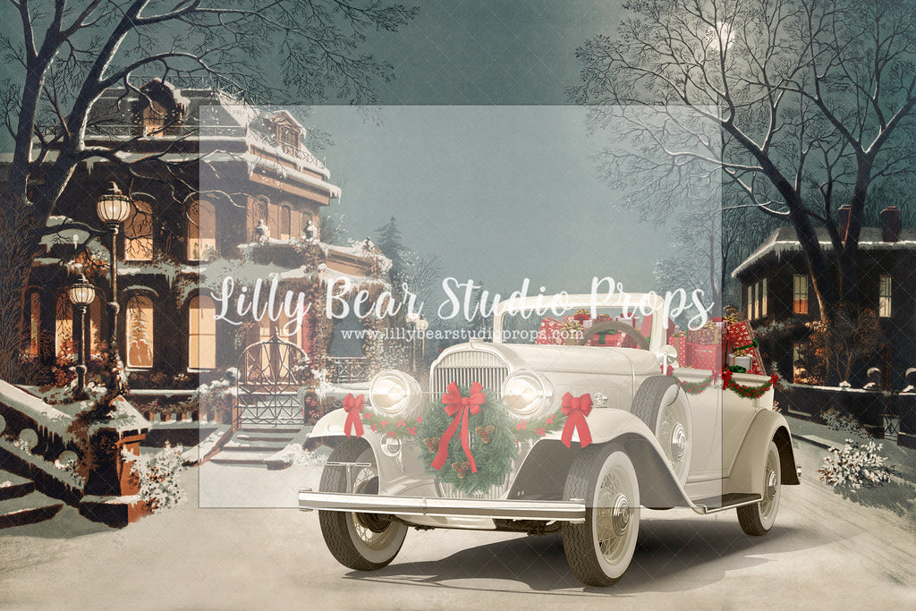 Christmas Vintage Car - Lilly Bear Studio Props, christmas, Cozy, Decorated, Festive, Giving, Holiday, Holy, Hopeful, Joyful, Merry, Peaceful, Peacful, Red & Green, Seasonal, Winter, Xmas, Yuletide