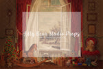 Christmas Window - Lilly Bear Studio Props, christmas, Cozy, Decorated, Festive, Giving, Holiday, Holy, Hopeful, Joyful, Merry, Peaceful, Peacful, Red & Green, Seasonal, Winter, Xmas, Yuletide