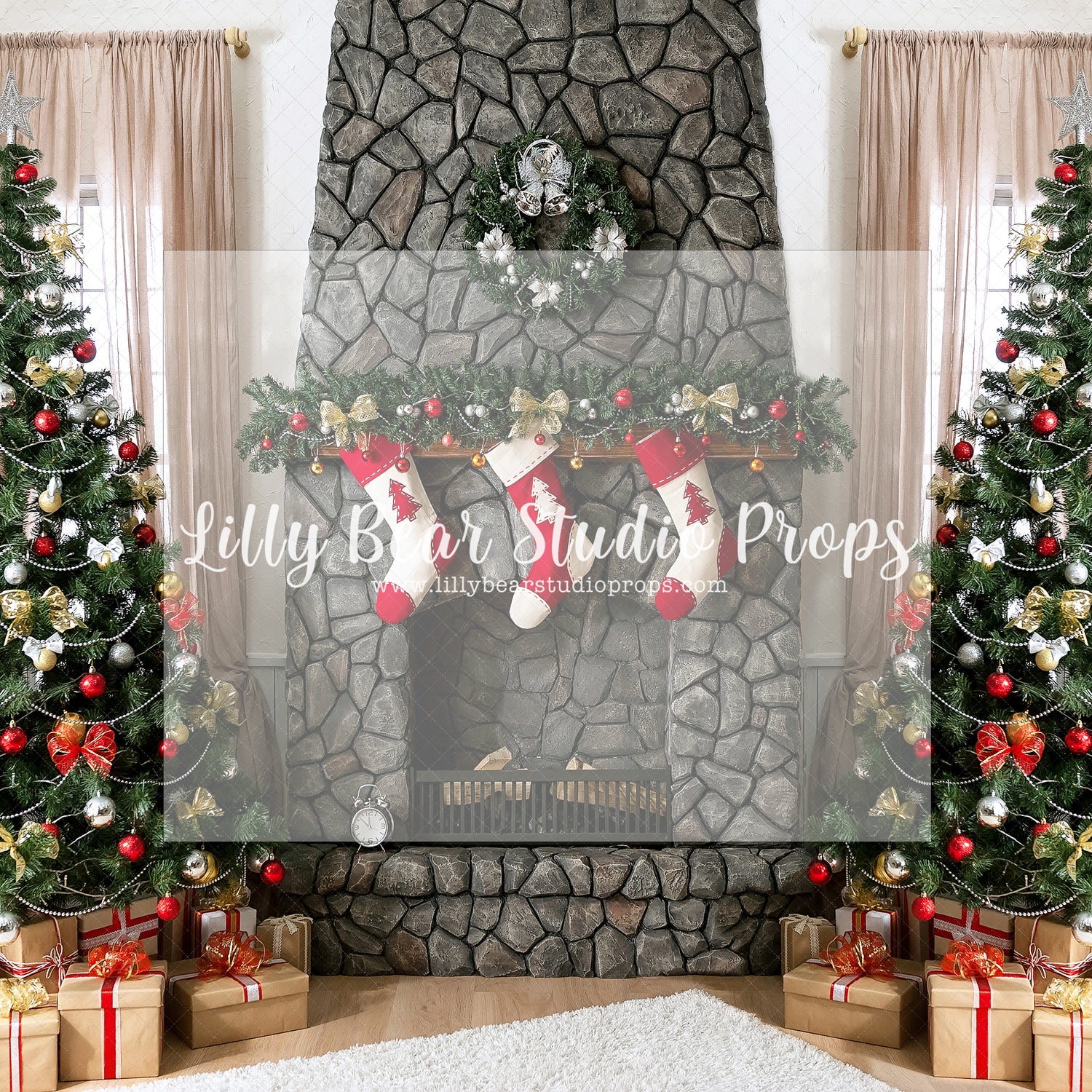 Christmas By The Hearth - Lilly Bear Studio Props, christmas, Cozy, Decorated, Festive, Giving, Holiday, Holy, Hopeful, Joyful, Merry, Peaceful, Peacful, Red & Green, Seasonal, Winter, Xmas, Yuletide