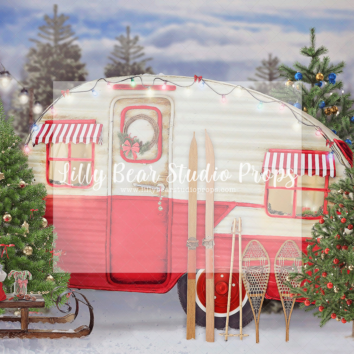 Christmas Forest Camper - Lilly Bear Studio Props, christmas, Cozy, Decorated, Festive, Giving, Holiday, Holy, Hopeful, Joyful, Merry, Peaceful, Peacful, Red & Green, Seasonal, Winter, Xmas, Yuletide