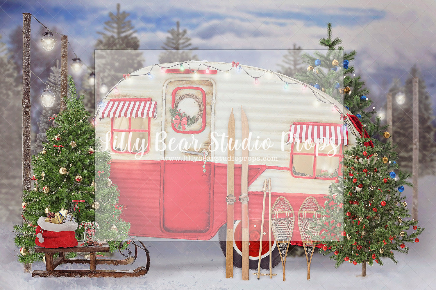 Christmas Forest Camper - Lilly Bear Studio Props, christmas, Cozy, Decorated, Festive, Giving, Holiday, Holy, Hopeful, Joyful, Merry, Peaceful, Peacful, Red & Green, Seasonal, Winter, Xmas, Yuletide