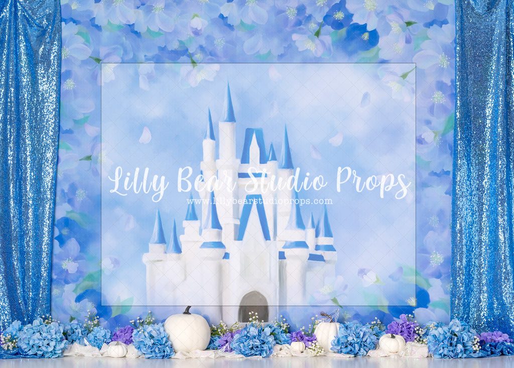 Cinderella - Lilly Bear Studio Props, beauty and the beast, blue, castle, cinderella, disney castle, Disney princess, Fabric, fantasy, floral, girls, hand painted, princess, princesses, purple, royal, violet, Wrinkle Free Fabric