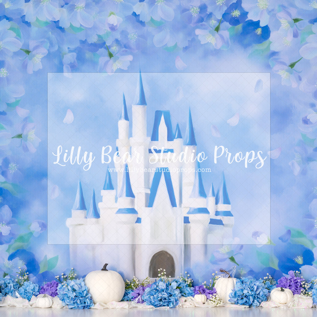 Cinderella - Lilly Bear Studio Props, beauty and the beast, blue, castle, cinderella, disney castle, Disney princess, Fabric, fantasy, floral, girls, hand painted, princess, princesses, purple, royal, violet, Wrinkle Free Fabric