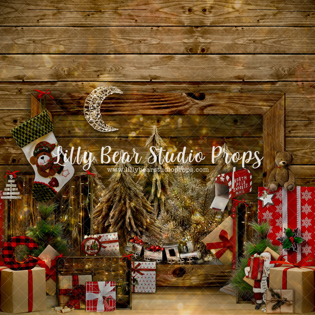C is for Christmas - Lilly Bear Studio Props, christmas, christmas presents, christmas teddy bears, christmas tree, christmas window, enchanted forest, Fabric, FABRICS, teddy, teddy bear