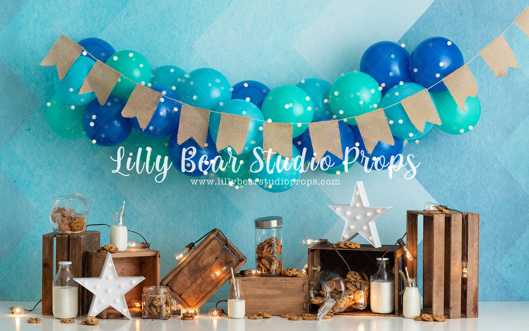 C is for Cookie by Anything Goes Photography sold by Lilly Bear Studio Props, balloon garland - blue balloon garland