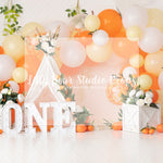 Citrus Squeeze - Lilly Bear Studio Props, blush flowers, boho spring, boho teepee, FABRICS, floral, flower garden, flower window, flowers, orange, orange balloons, orange fruit, spring, spring flowers, spring garden, spring window, teepee, teepee tent