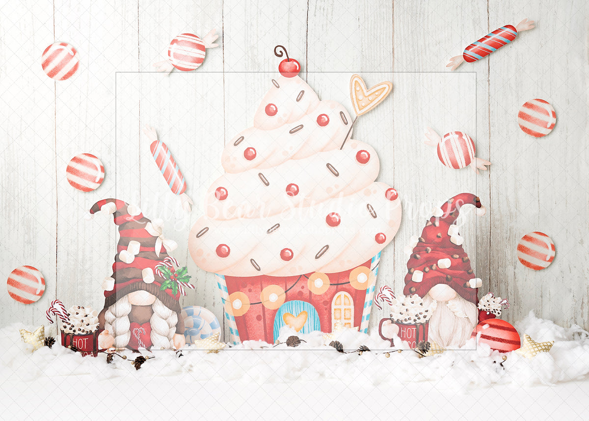 Cocoa Christmas Gnomes - Lilly Bear Studio Props, candy cane, candy cane stand, christmas gnomes, cupcake, Fabric, girls, gnome, gnome christmas, gnome for christmas, gnome place like home, gnomes, santa candy cane, winter one-derland, winter onederland, Wrinkle Free Fabric