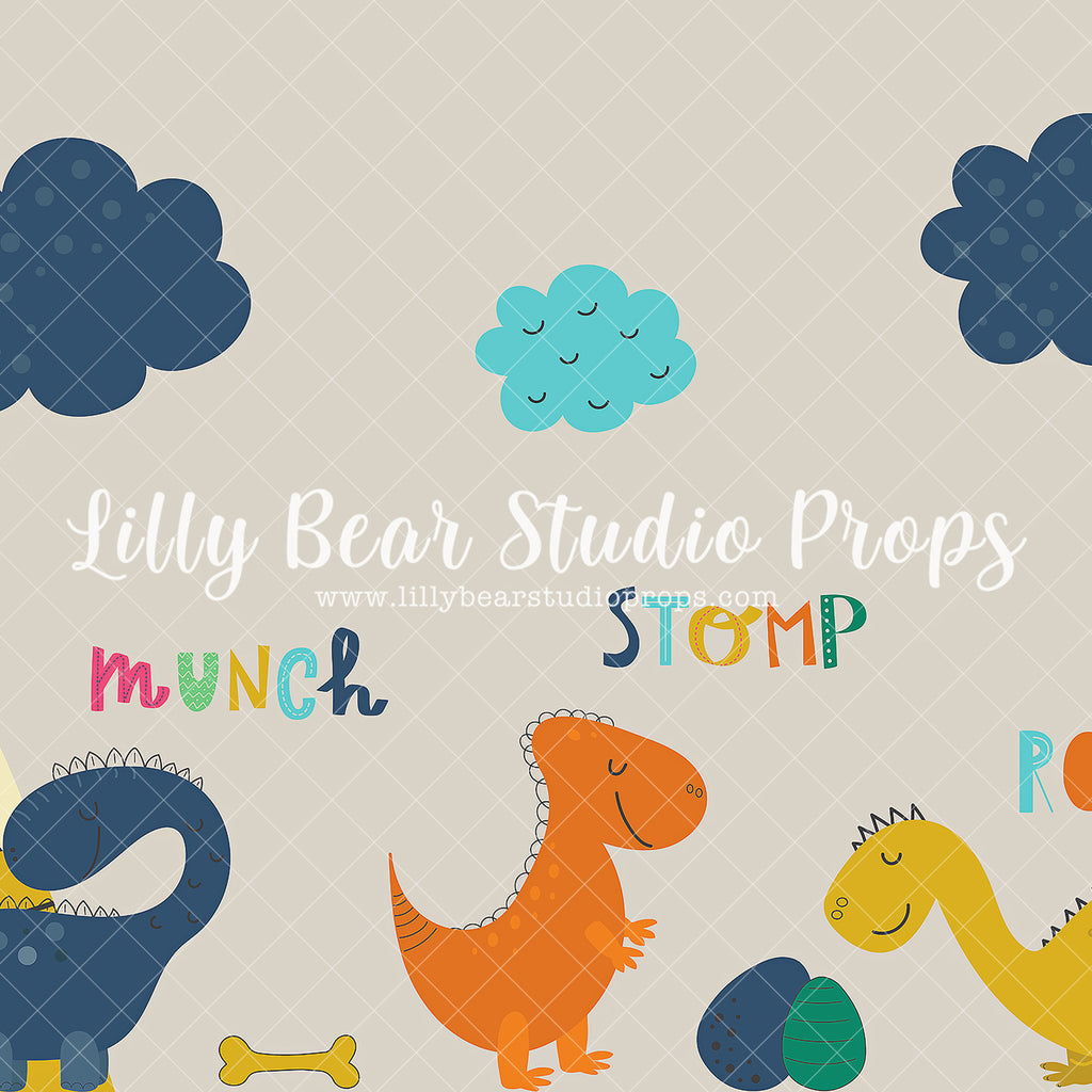 Colourful Dinos - Lilly Bear Studio Props, dino, dino balloons, dino eggs, dino forest, dino one, Dino-roars, dinosaur, dinosaurs, Fabric, little dino, vintage, wild dino, Wrinkle Free Fabric