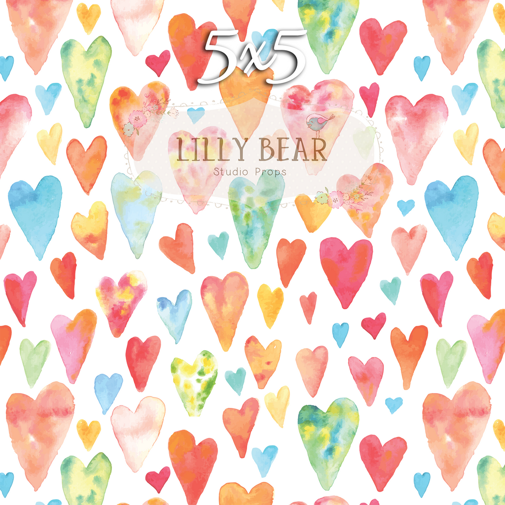 Colour My Heart by Lilly Bear Studio Props sold by Lilly Bear Studio Props, colour - colourful hearts - Fabric - FABRIC
