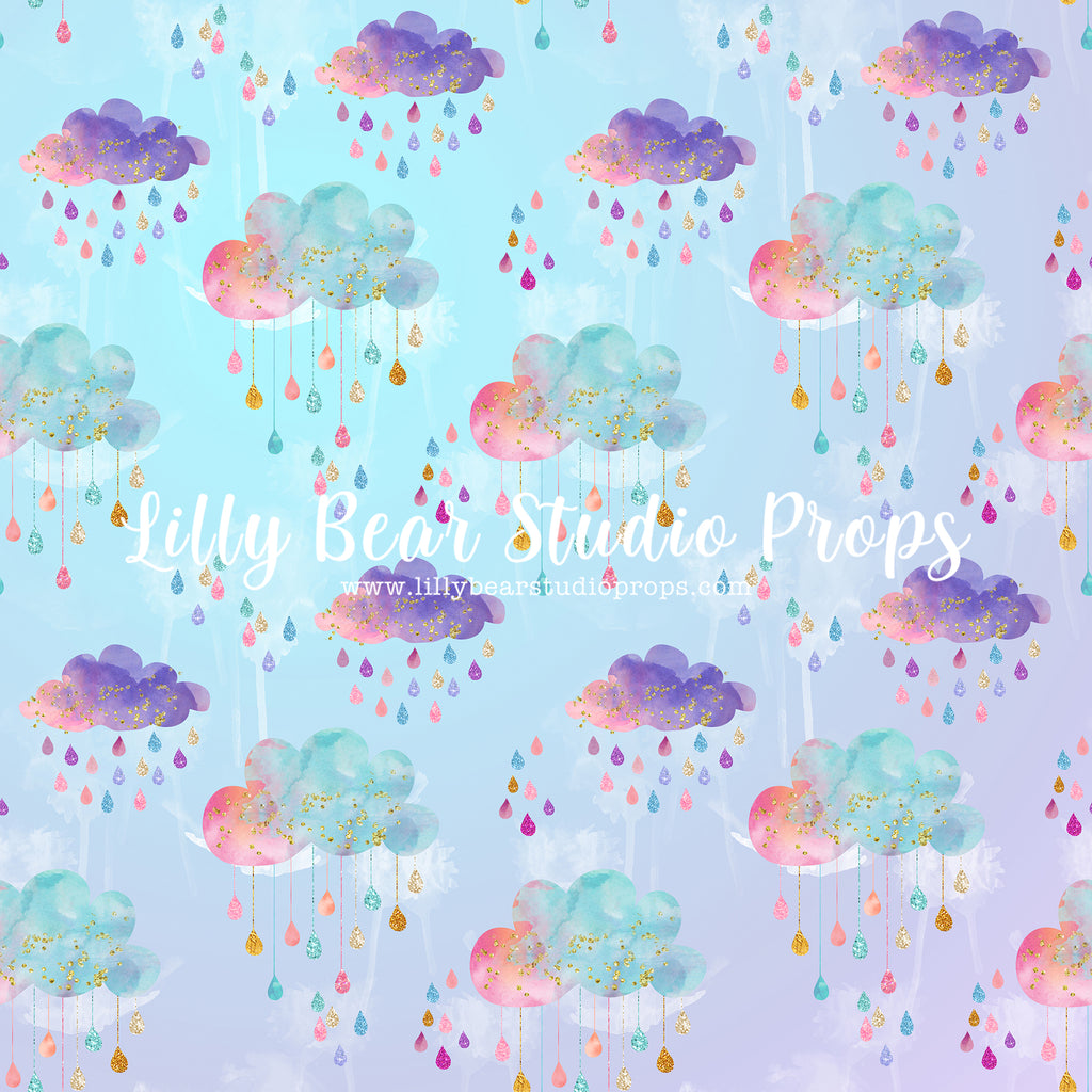 Colour Me Raindrops by Lilly Bear Studio Props sold by Lilly Bear Studio Props, blue clouds - clouds - Fabric - girls