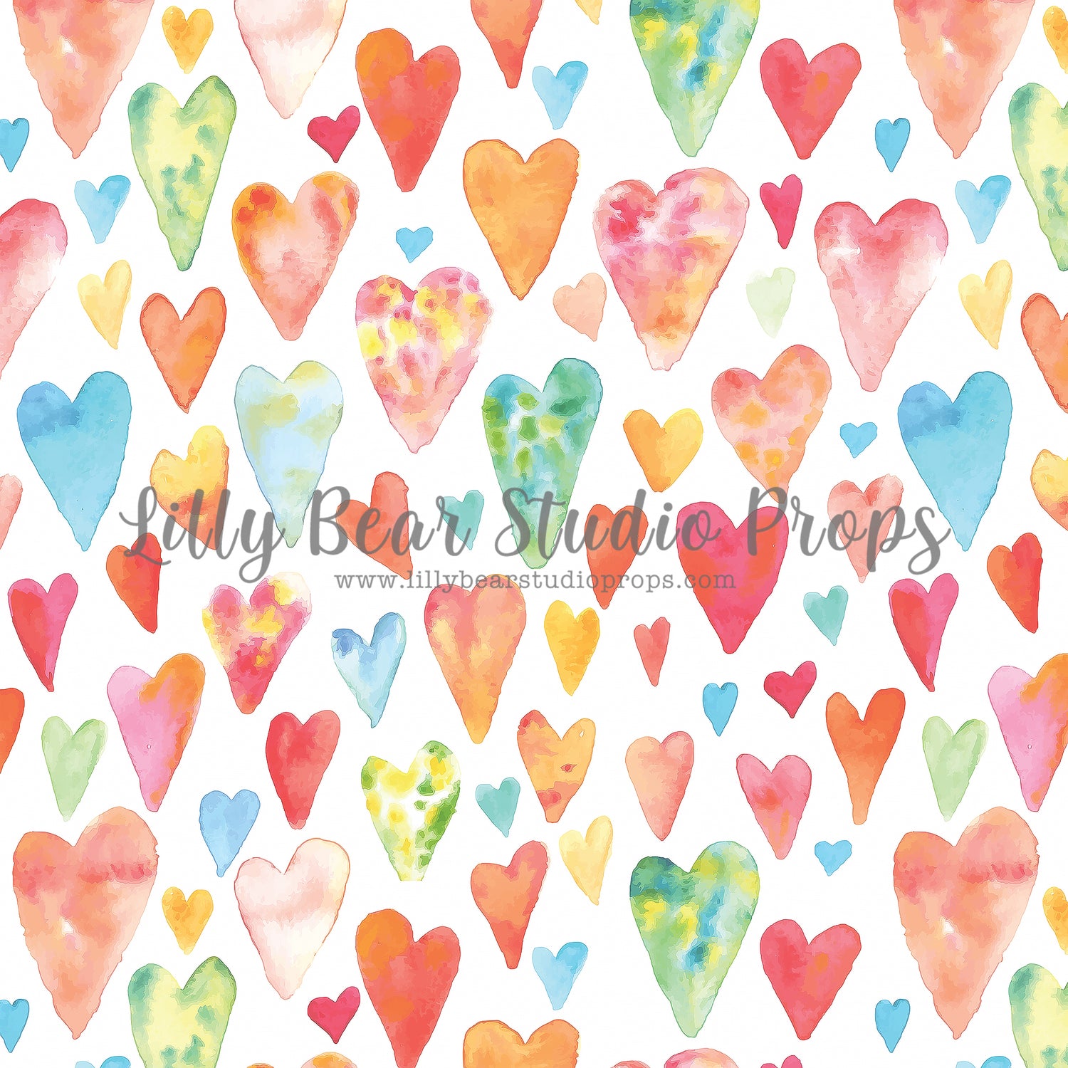 Colour My Heart by Lilly Bear Studio Props sold by Lilly Bear Studio Props, colour - colourful hearts - Fabric - FABRIC