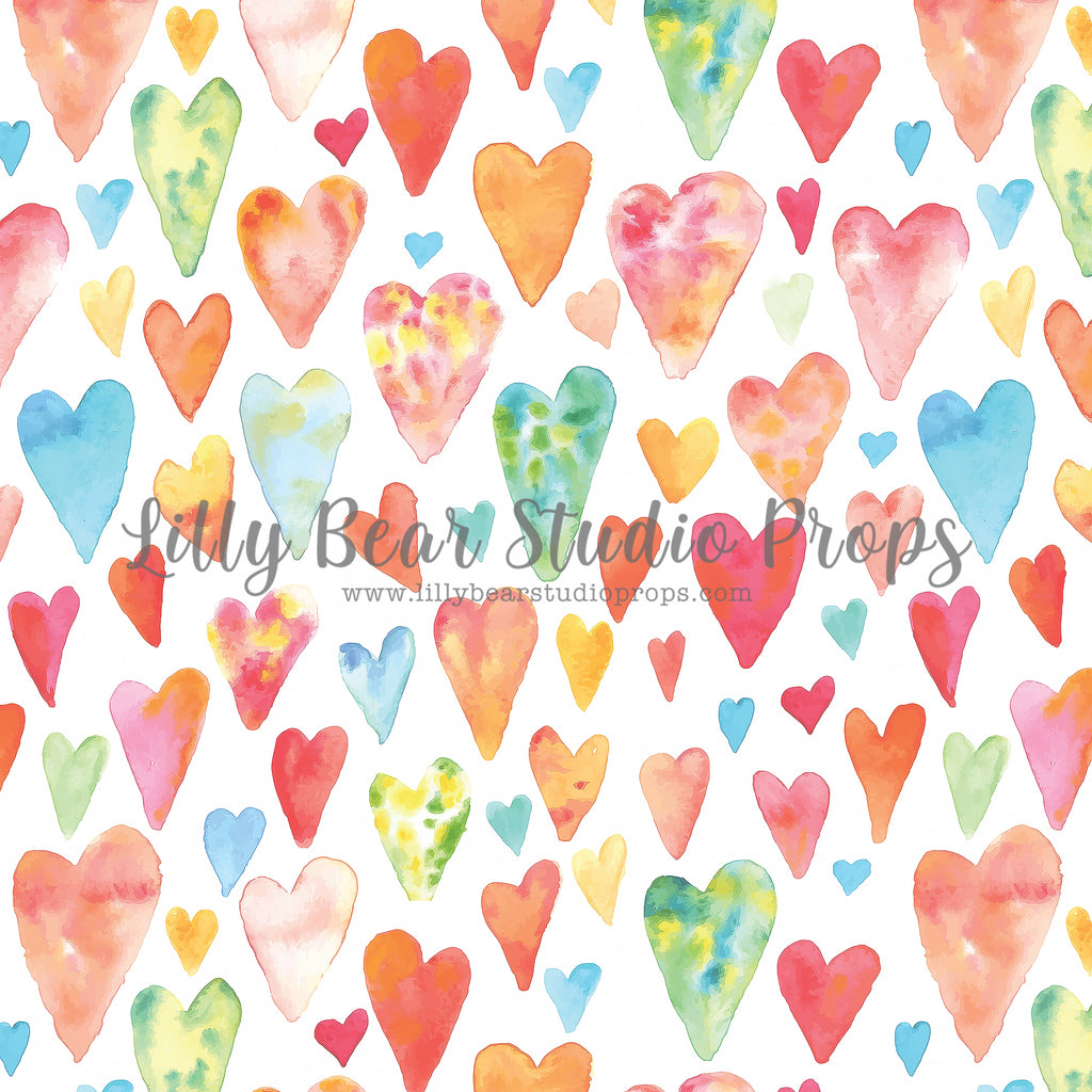 Colour My Heart by Lilly Bear Studio Props sold by Lilly Bear Studio Props, colour - colourful hearts - Fabric - FABRIC