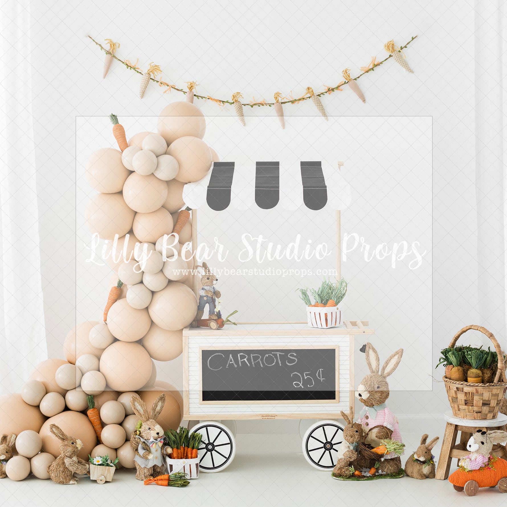 Come Get Your Carrots - Lilly Bear Studio Props, carrot, carrot cart, carrot stand, carrots, easter, easter backdrop, easter bunny, easter egg, easter eggs, easter garden, easter shop, happy easter, little rabbit, rabbit, rabbits