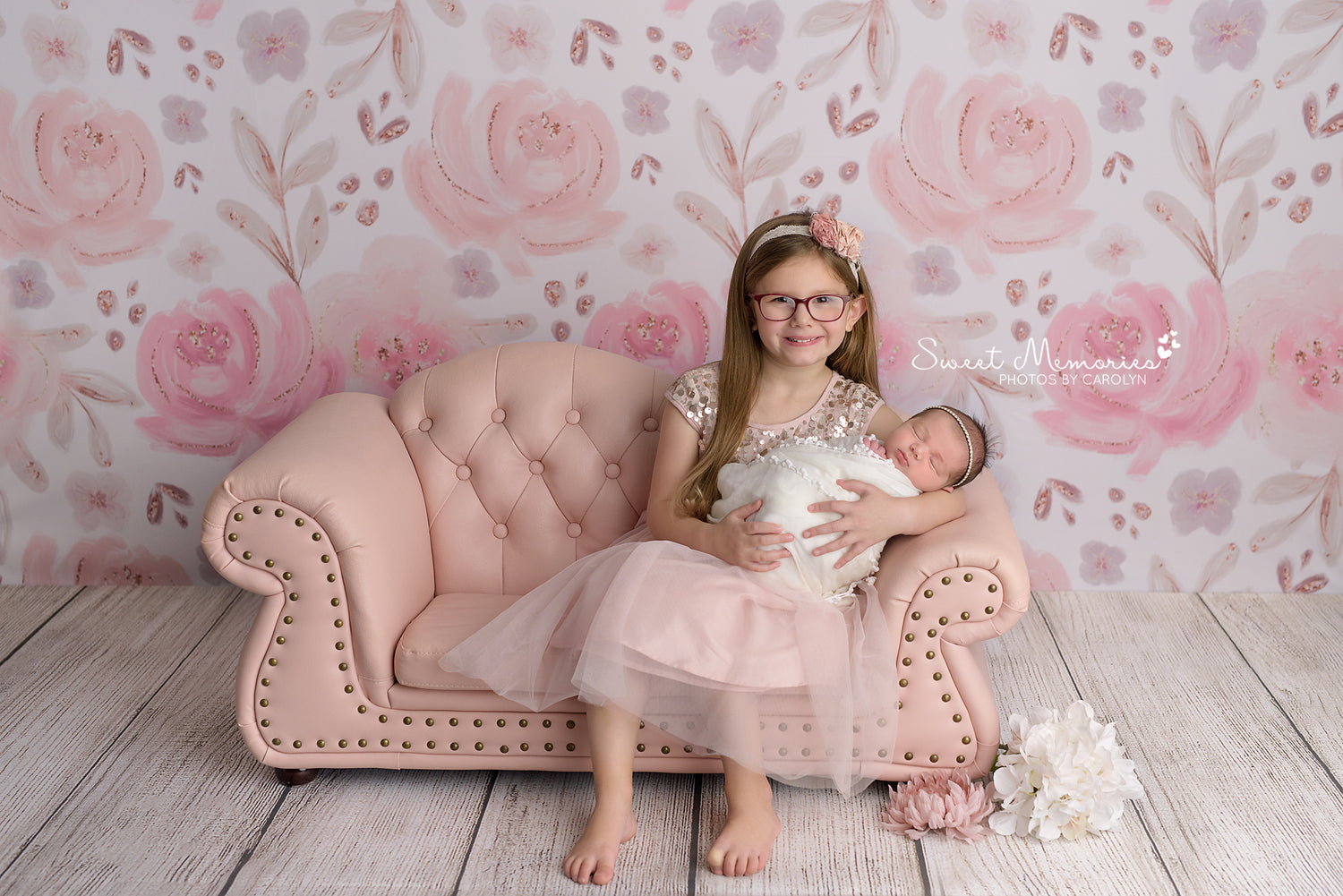 Cordelia by Lilly Bear Studio Props sold by Lilly Bear Studio Props, Fabric - floral - girls - large flowers - pink - p