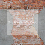 Costa Brick - Lilly Bear Studio Props, alley brick, brick, Brick Wall, cracked brick wall, FABRICS, red brick