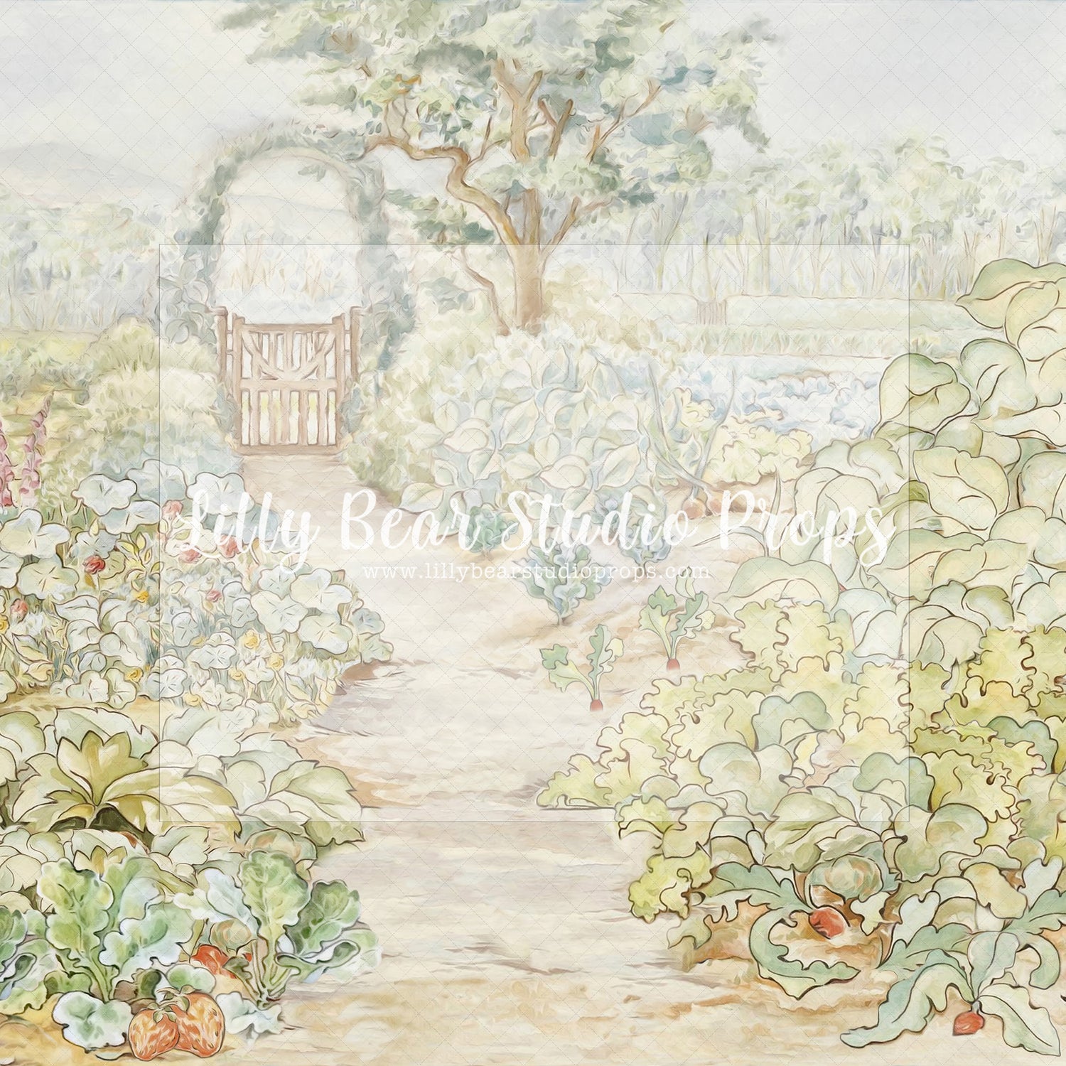 Cottage Garden - Lilly Bear Studio Props, barn door, bunny, bunny garden, bunny one, carrot, carrot garden, carrots, easter, easter backdrop, easter basket, easter bunny, easter eggs, easter garden, FABRICS, floral garden, spring, spring garden