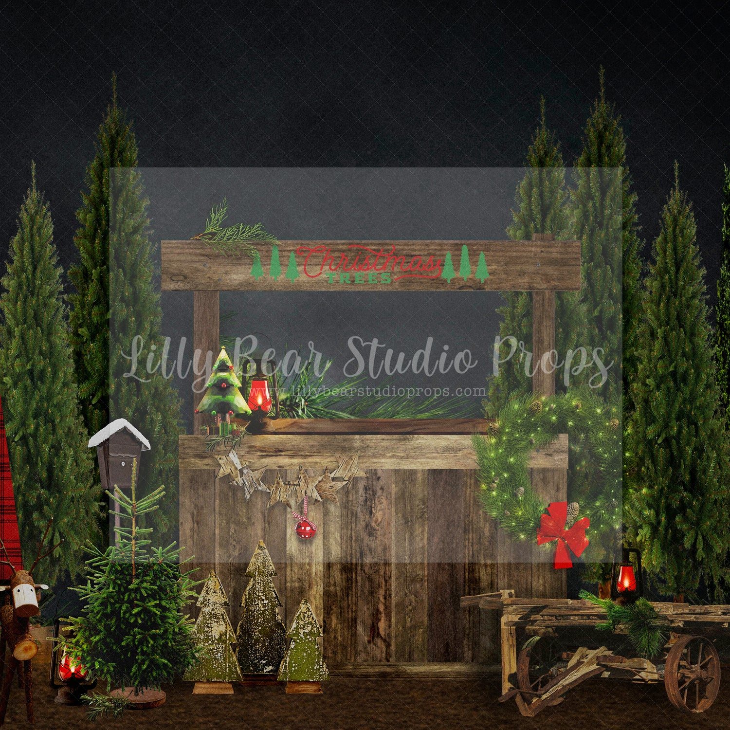 Country Tree Market - Lilly Bear Studio Props, boho christmas fireplace, candles, candy cane, christmas, christmas fireplace, christmas snow, christmas train, christmas tree farm, Cozy, Decorated, Fabric, FABRICS, Festive, fireplace, Giving, Holiday, Holy, Hopeful, Joyful, lollipops, Merry, Peaceful, Peacful, Red & Green, santa, santa candy cane, Seasonal, train tracks, tree farm, white fireplace, winter, wreath, Xmas, Yuletide