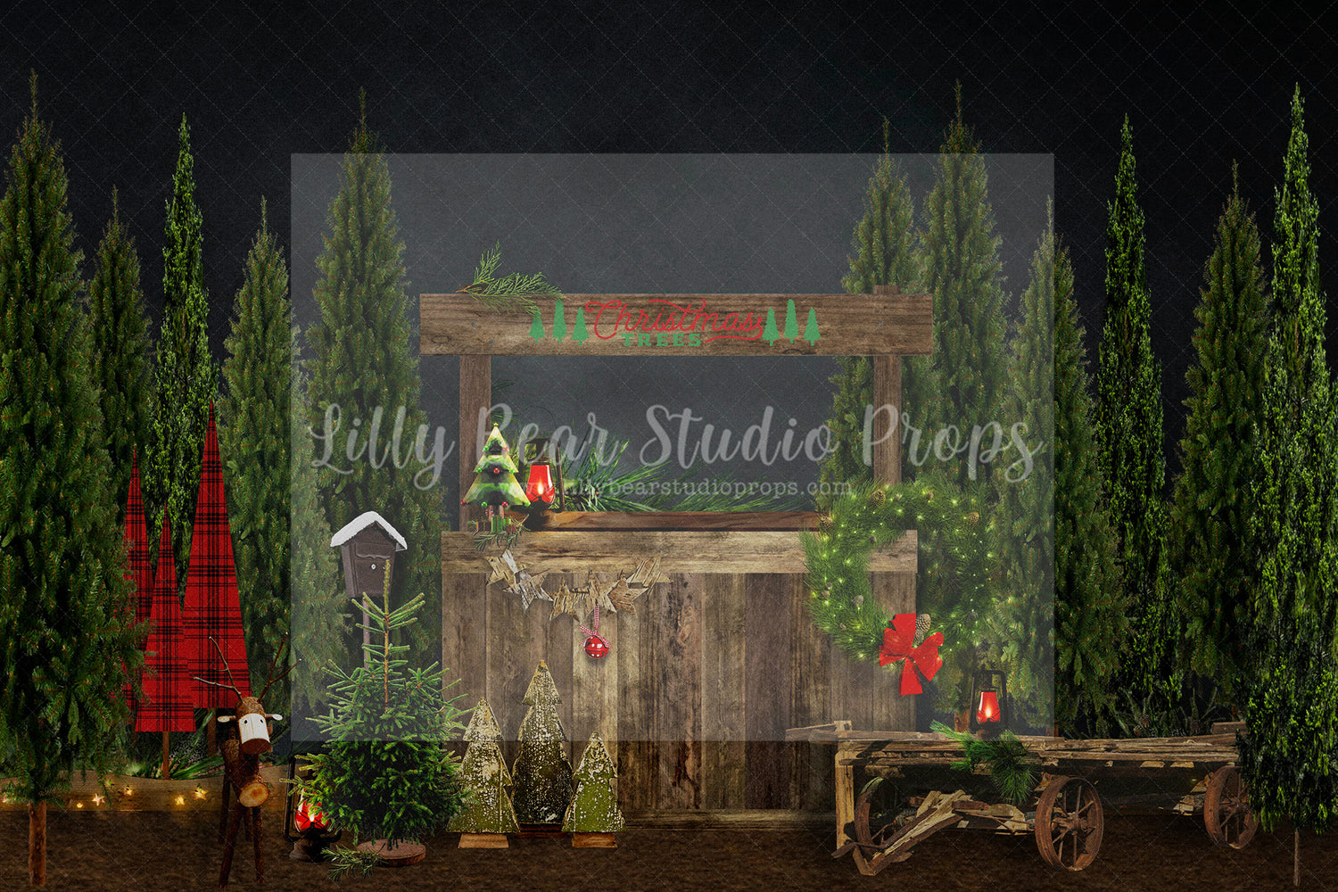 Country Tree Market - Lilly Bear Studio Props, boho christmas fireplace, candles, candy cane, christmas, christmas fireplace, christmas snow, christmas train, christmas tree farm, Cozy, Decorated, Fabric, FABRICS, Festive, fireplace, Giving, Holiday, Holy, Hopeful, Joyful, lollipops, Merry, Peaceful, Peacful, Red & Green, santa, santa candy cane, Seasonal, train tracks, tree farm, white fireplace, winter, wreath, Xmas, Yuletide