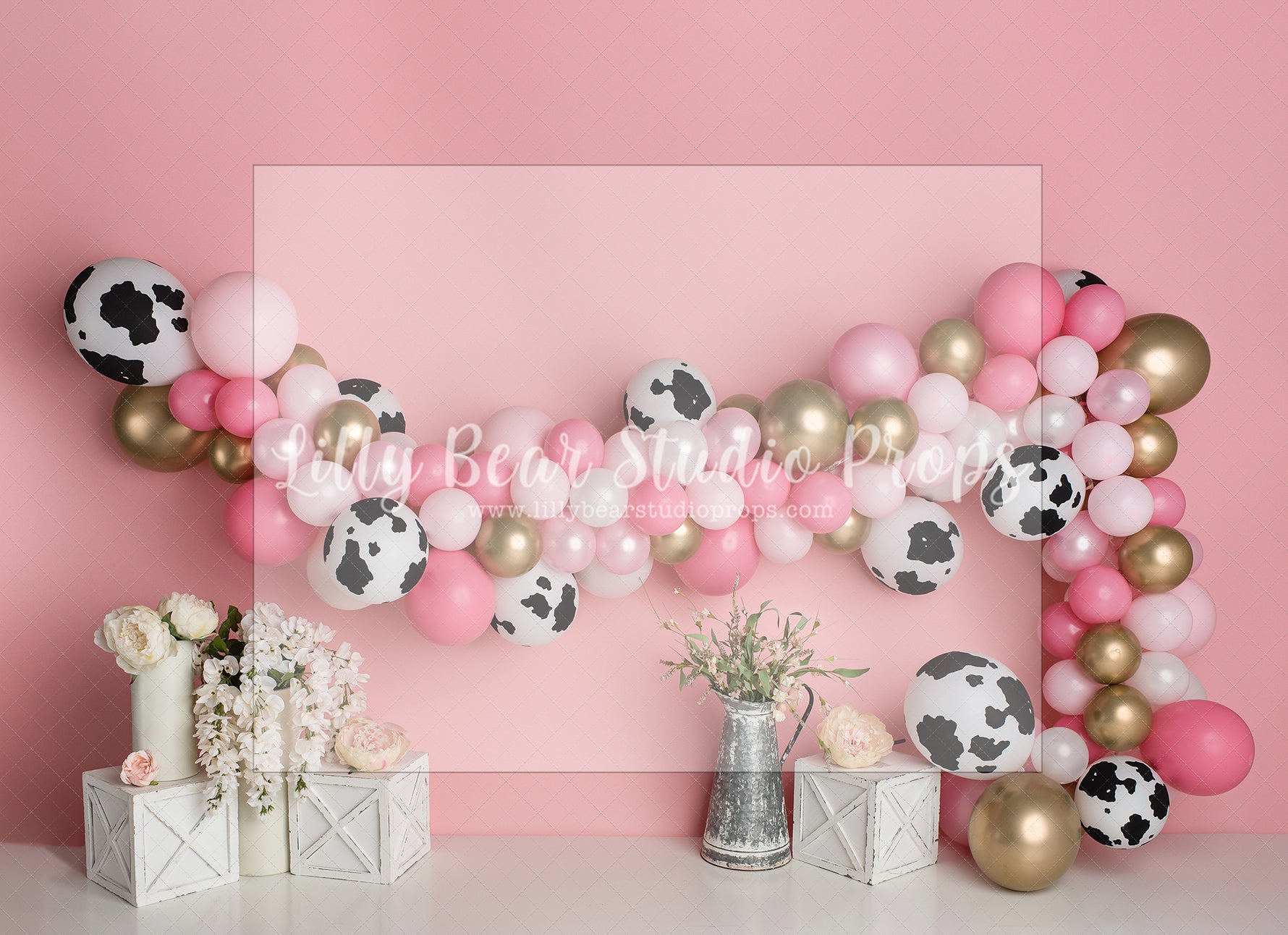 Cowgirl Rodeo by E Newton - Lilly Bear Studio Props, animal farm, cow pattern, cowgirl, farm, farm girl, farmer, girl farm, pink gold, yeehaw
